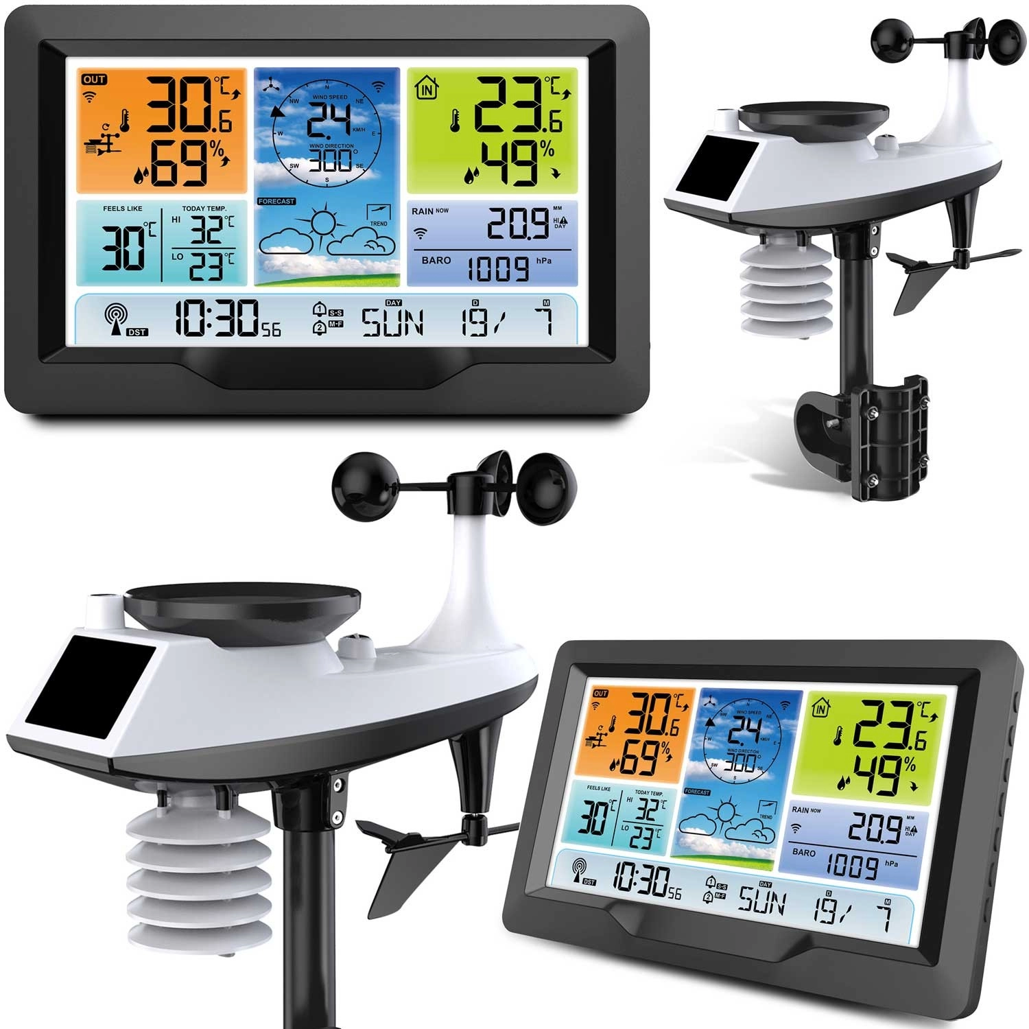 E-shop Bezdrôtová meteorologická stanica s farebným LCD a vonkajším multisenzorom grafitová