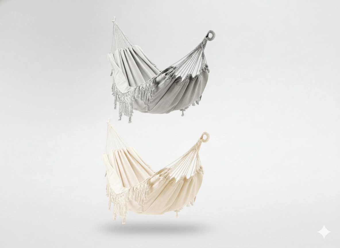E-shop Hojdacia sieť s trasňami boho 200 × 150 cm, béžová/sivá