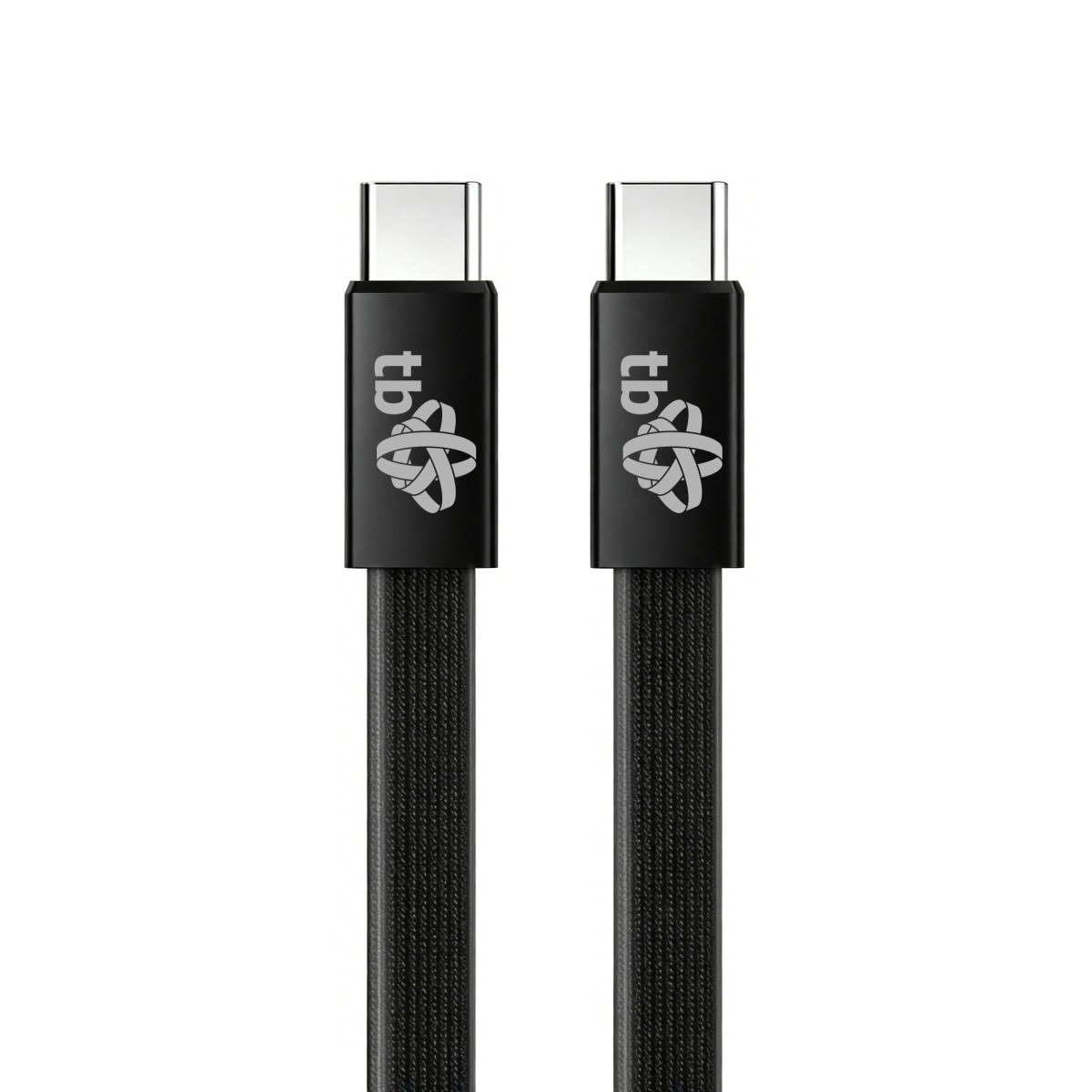 Plochý silikónový kábel USB-C na USB-C 1 m čierny