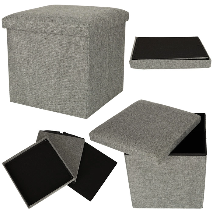 E-shop KIK KX4620 Skladací puf s úložným priestorom sivý 38x38x38 cm