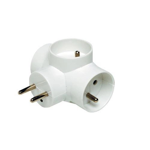 T rozbočovač s 3 zásuvkami 16 A, biela