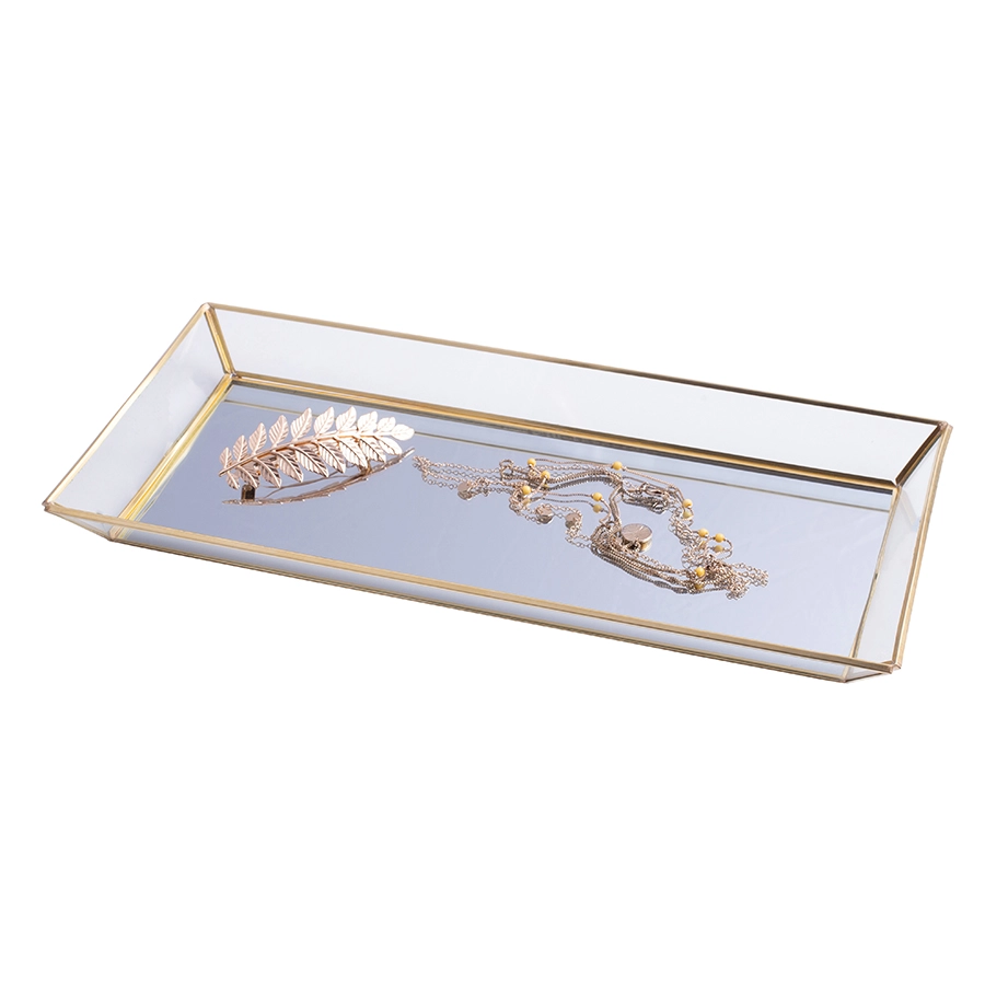 E-shop Dekoratívny podnos Golden honey so zrkadlovou plochou 29 × 16 cm