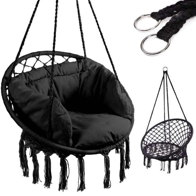 E-shop RelaxPRO 9267-1 Závěsné houpací křeslo s poduškou, 80 cm, do 150 kg, ecru