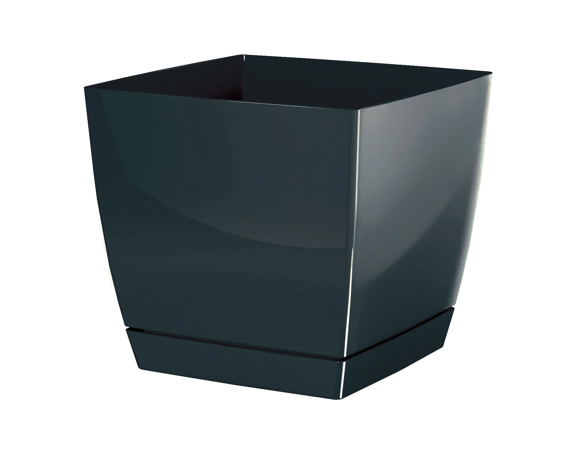 E-shop PlasticFuture Květináč Coubi Square s miskou grafit, 18 cm