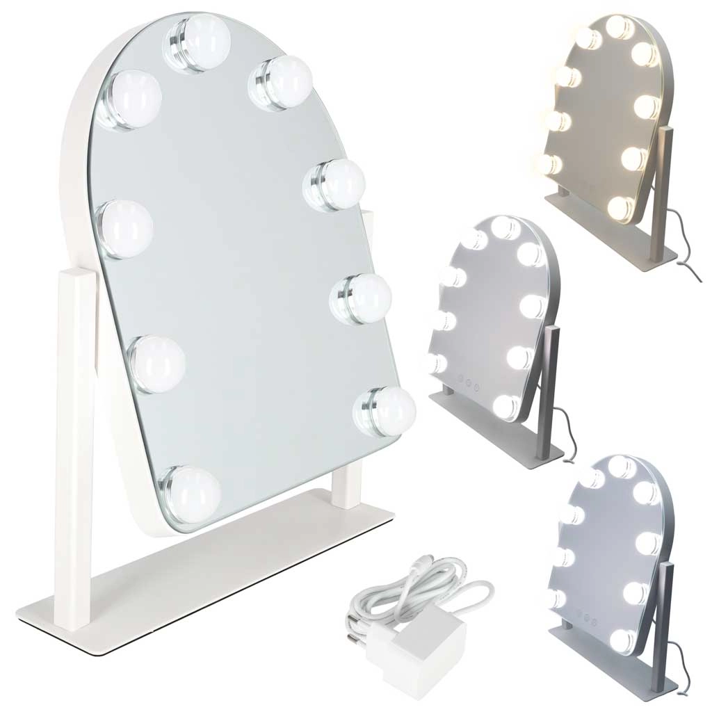 LED kozmetické zrkadlo na líčenie s 9 žiarovkami