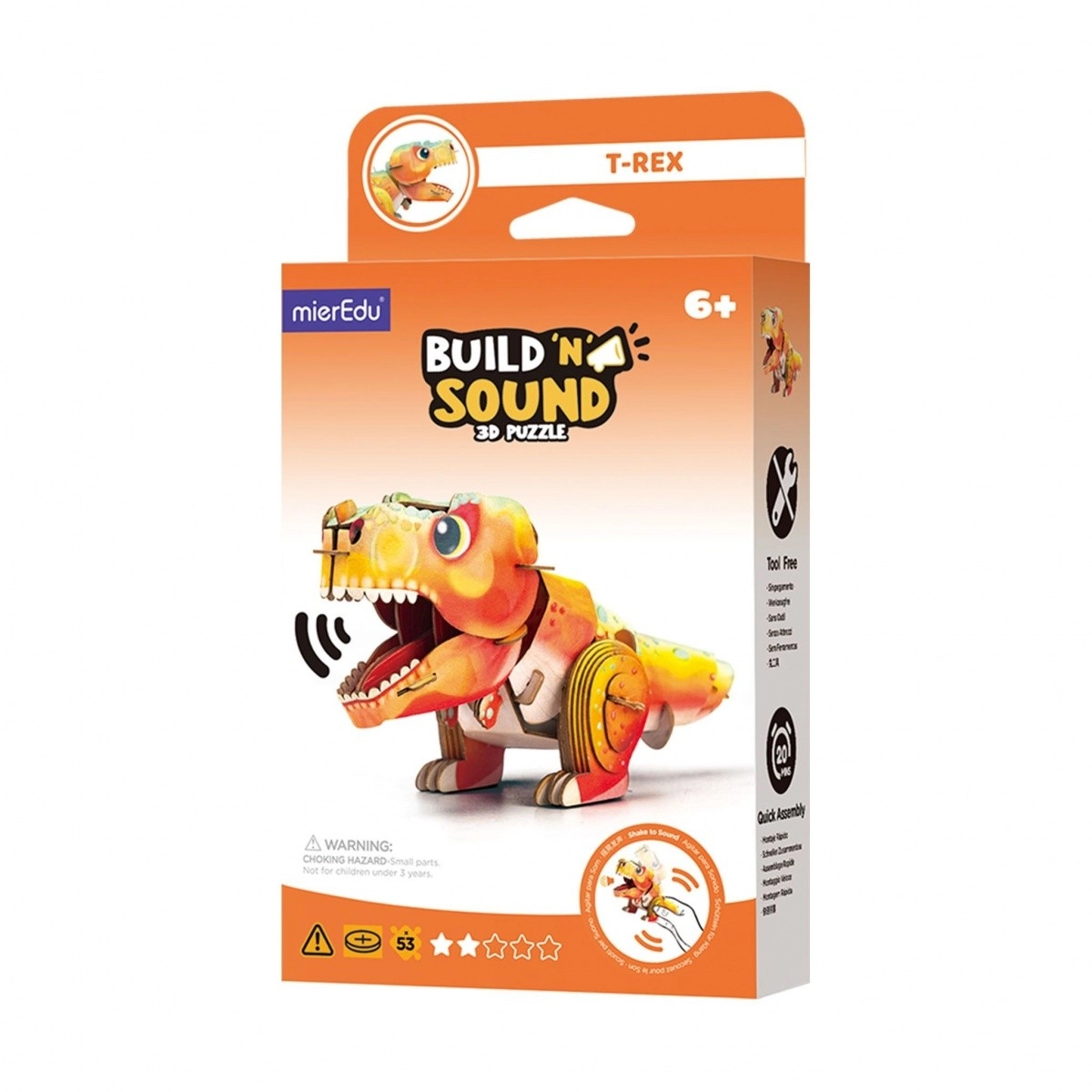 E-shop Puzzle 3D MierEdu Postav a počúvaj – Tyrannosaurus Rex