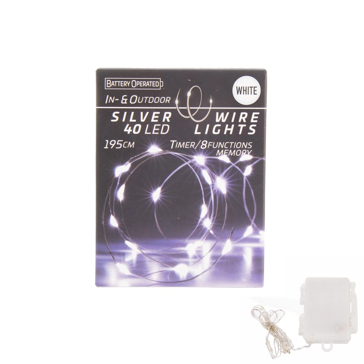 E-shop LED svetielka na drôtiku 40 LED biele s časovačom