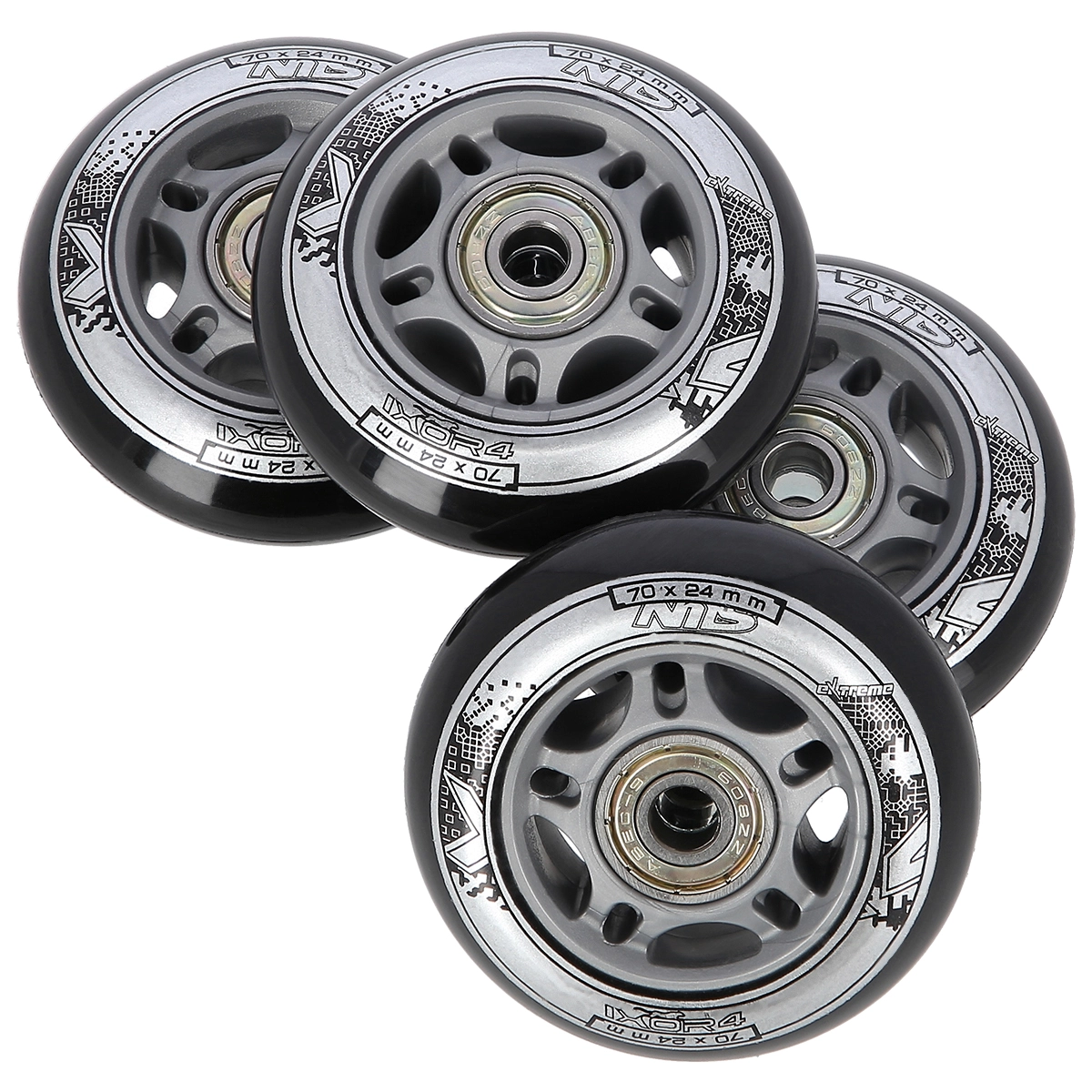 E-shop Sada čiernych koliesok 70 × 24 mm s ložiskami ABEC 9 NILS EXTREME