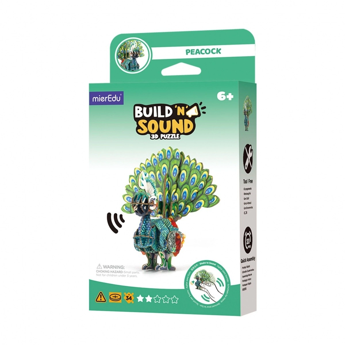 E-shop 3D puzzle MierEdu Postav a počúvaj – páv