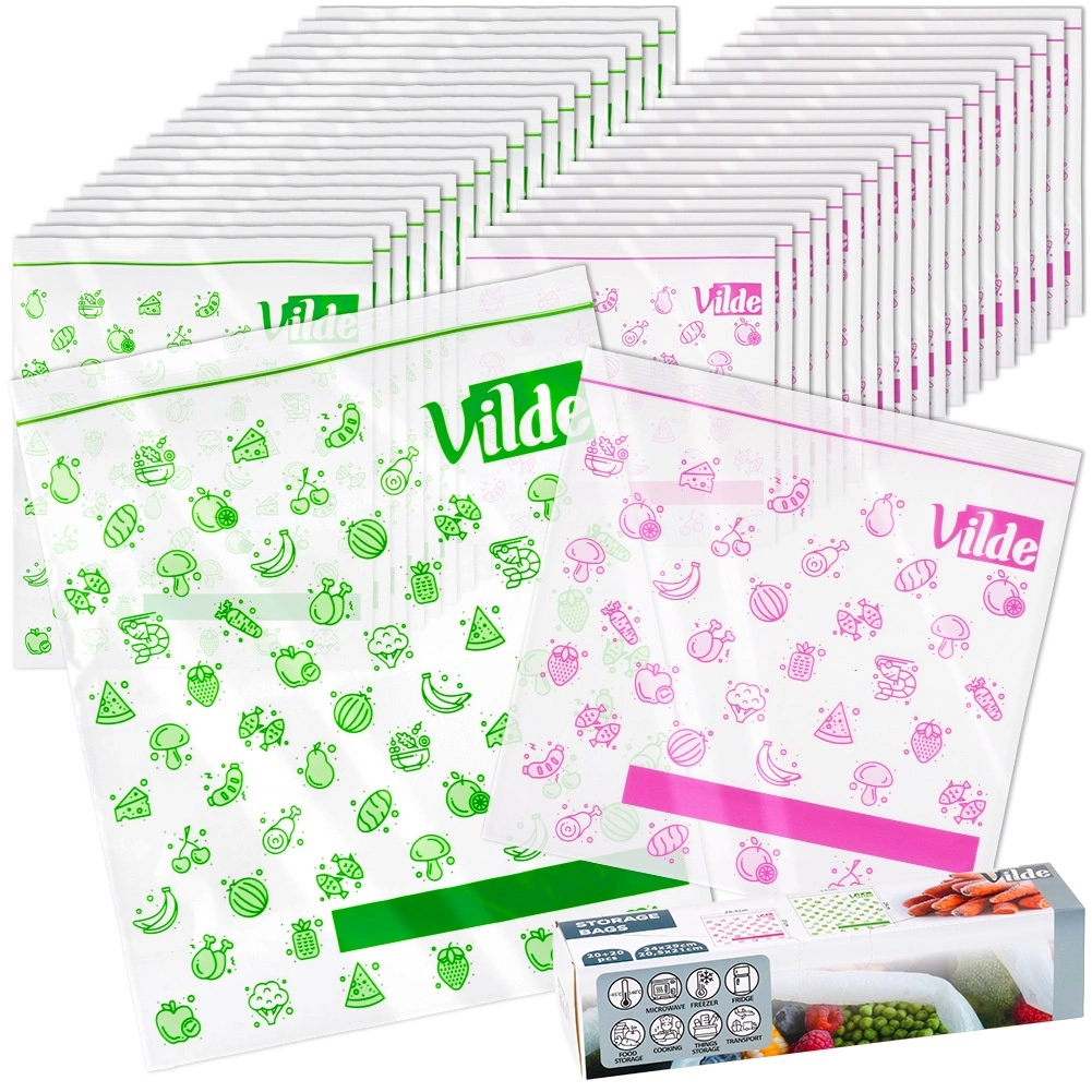 Vrecká so zipsom na potraviny 20,5 × 21 cm a 24 × 29 cm, 40 ks