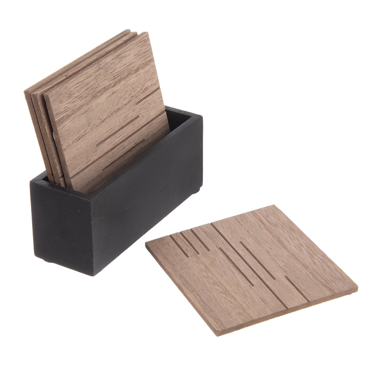 E-shop Drevené podtácky so stojanom Line (4 ks, 10 × 10 cm)