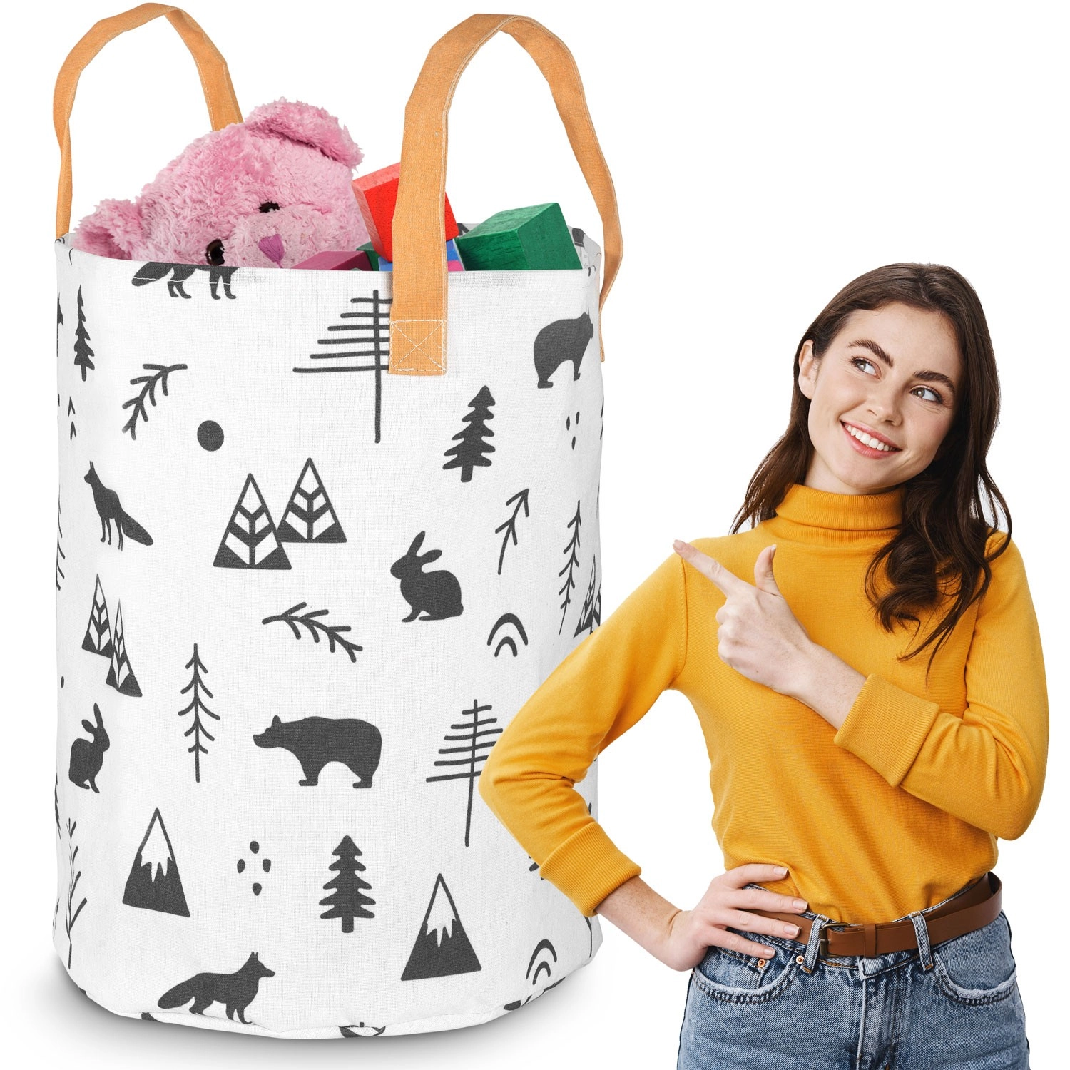 E-shop Nukido úložný kôš les 35 x 60 cm biely