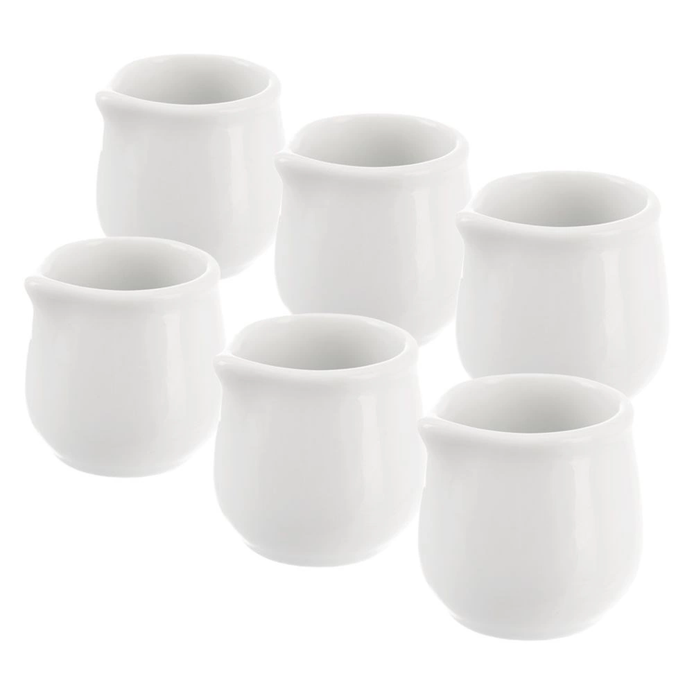 Porcelánové mini kanvičky na mlieko MONA, biela, 20 ml, sada 6 ks