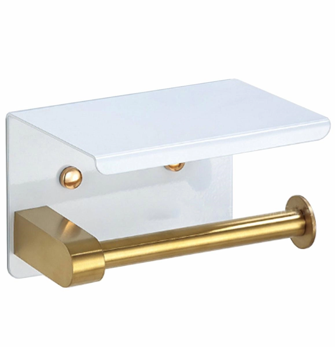 Držiak na toaletný papier s poličkou biely a zlatý