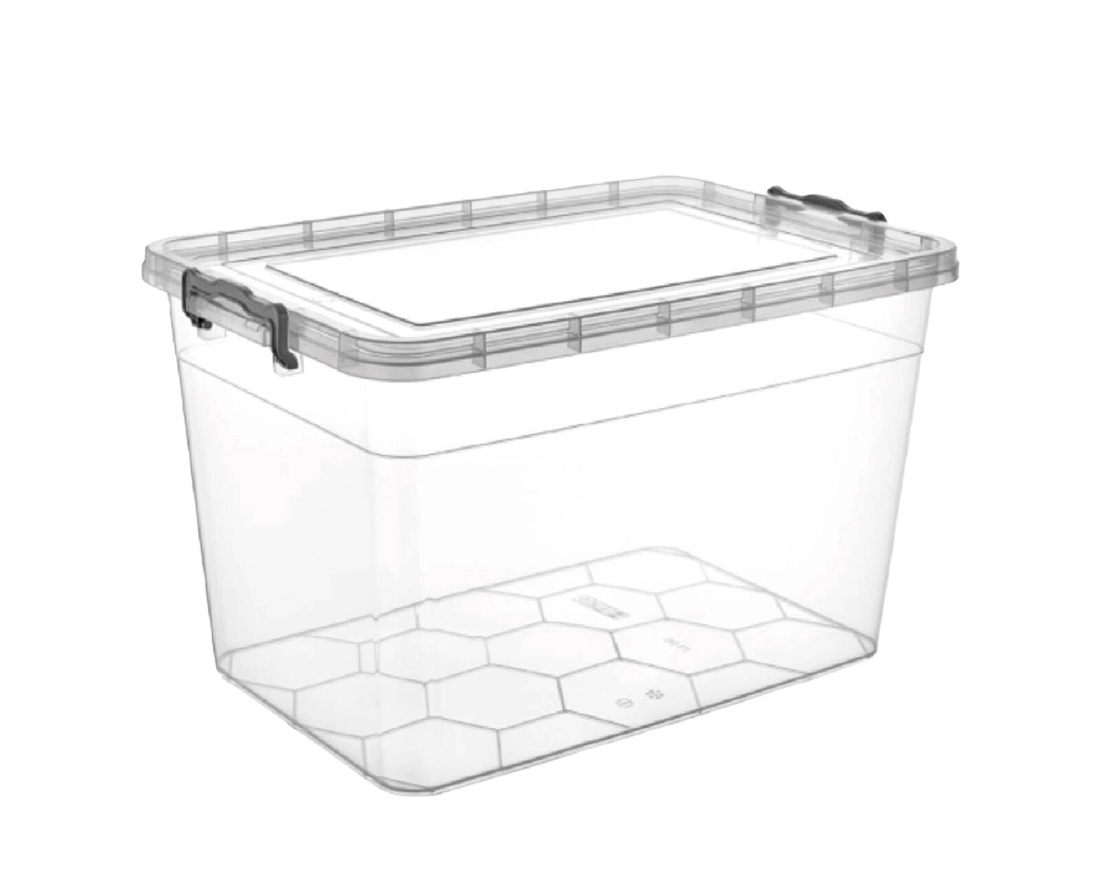 E-shop Úložný box Gema 30 l s vekom a klipmi, transparentný