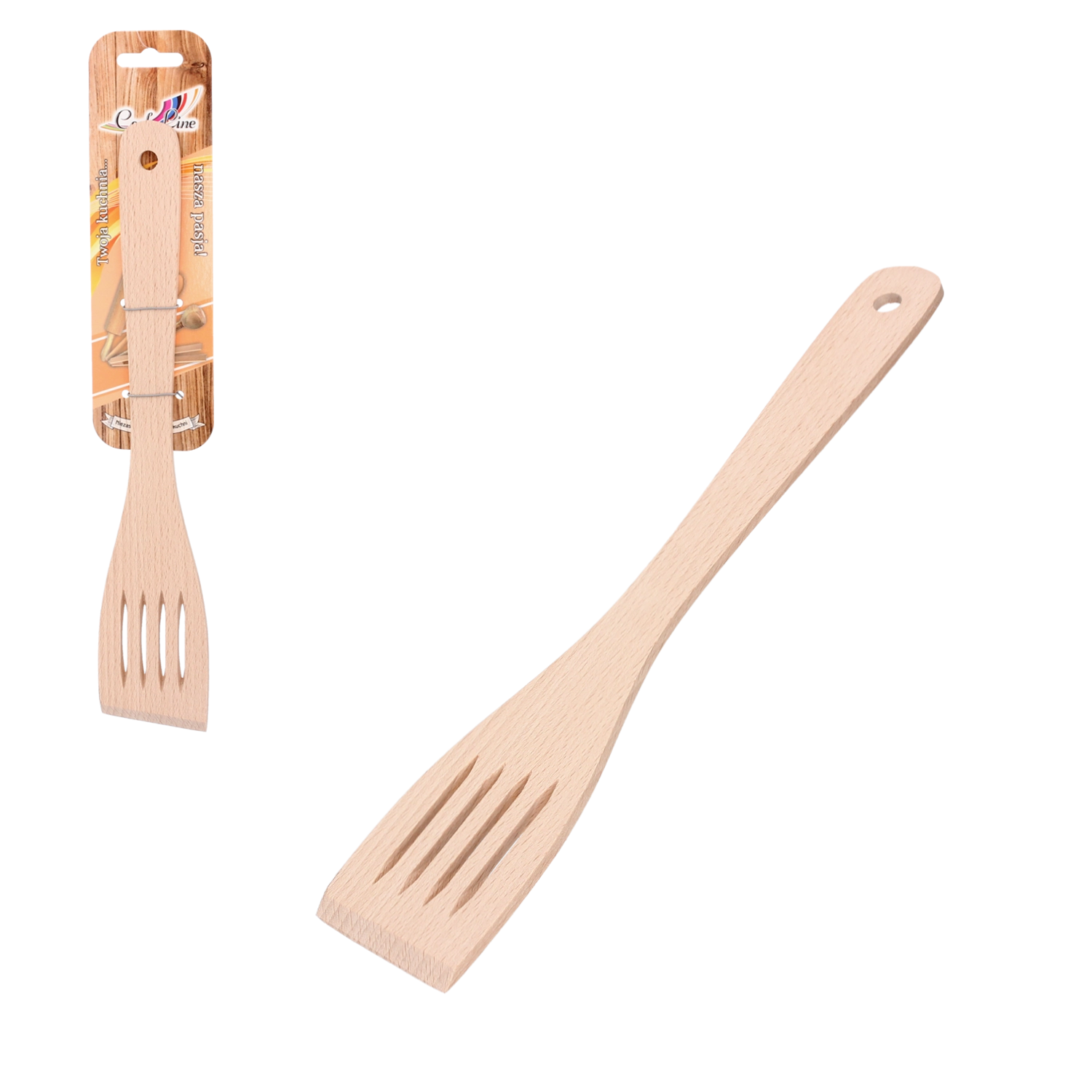 E-shop Drevená dierovaná obracačka z bukového dreva 29 cm