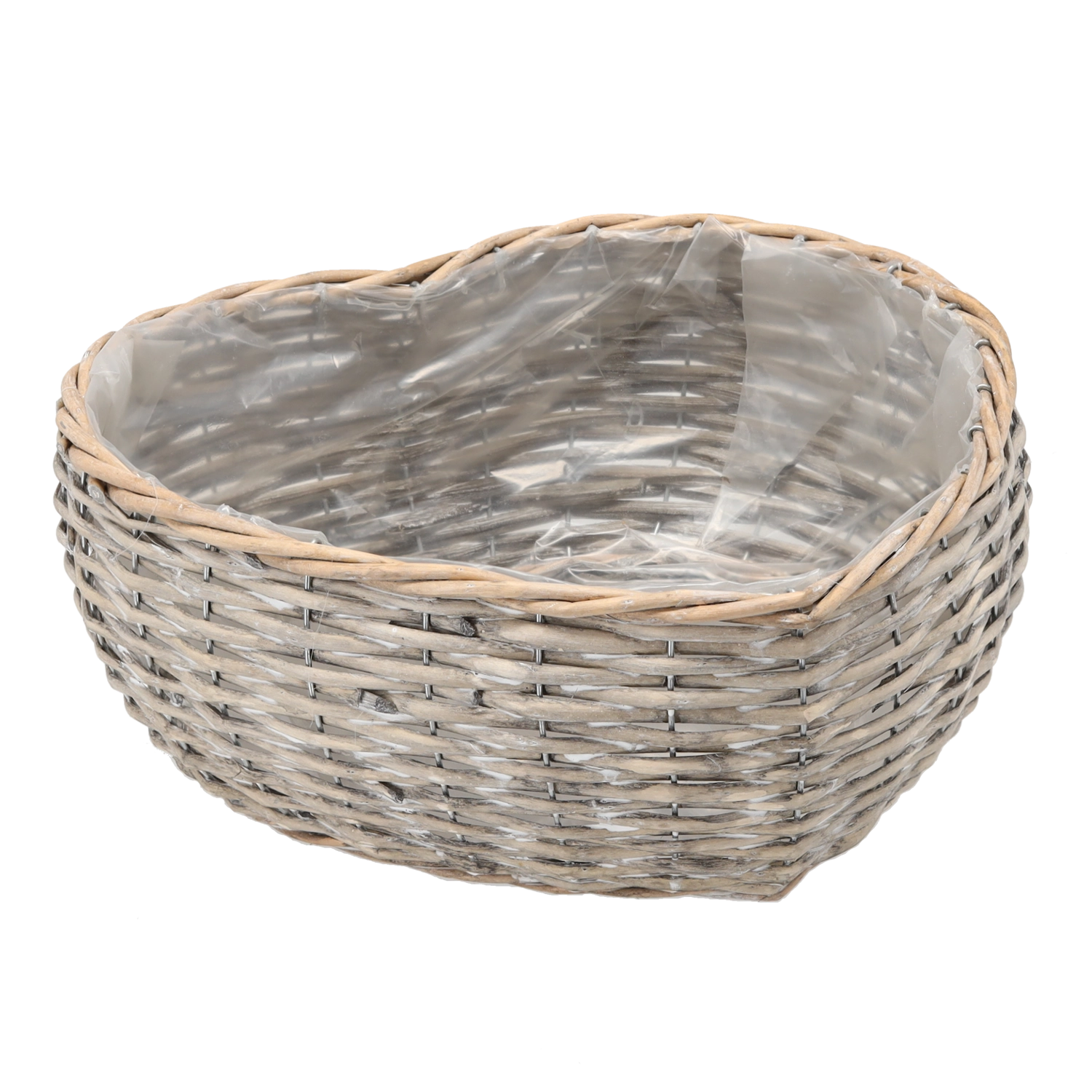 E-shop Prútený kvetináč v tvare srdca 32 × 34 × 13 cm, sivý