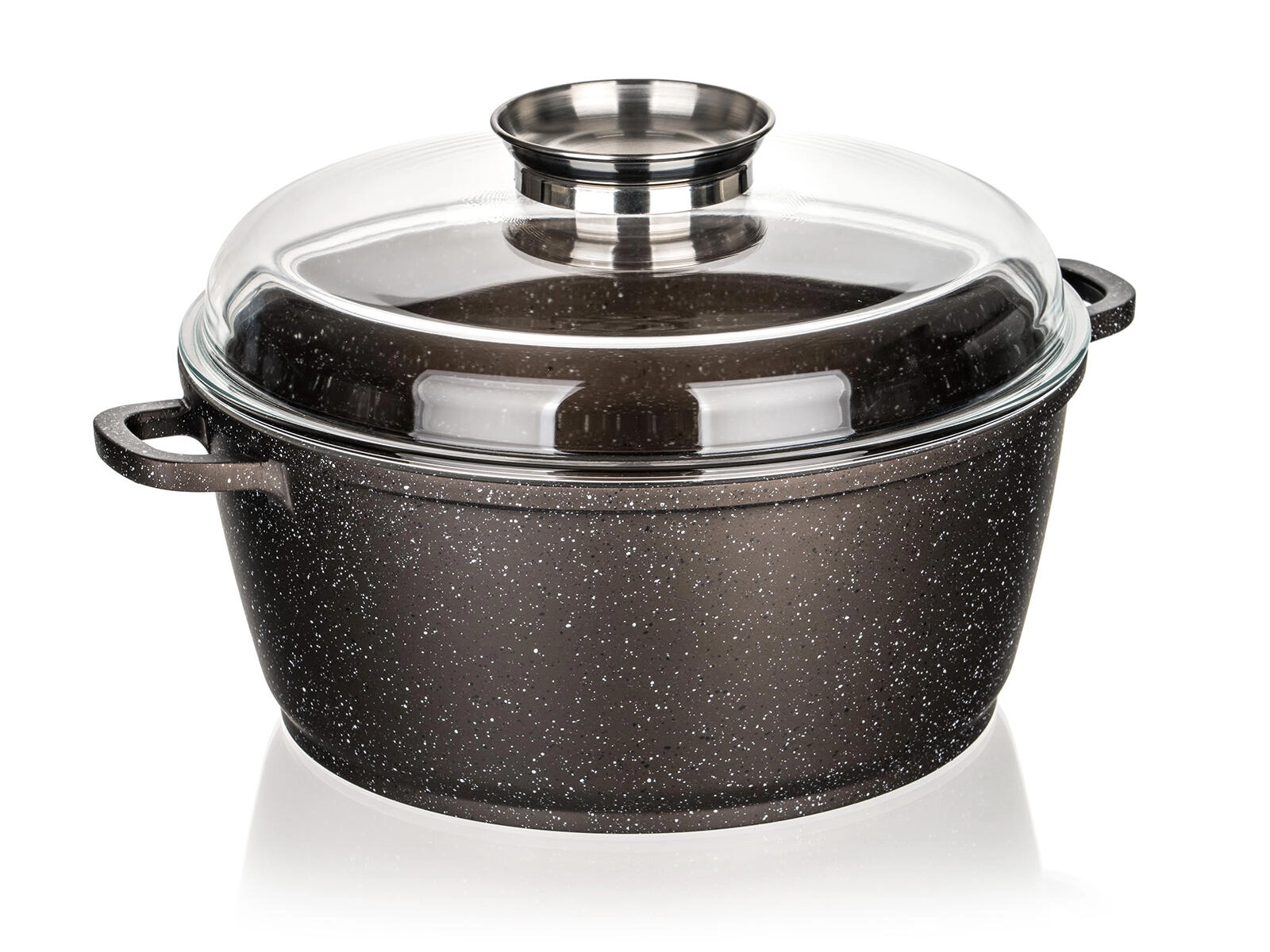 E-shop Hrniec s nepriľnavým povrchom 28 cm Premium Dark Brown so sklenenou pokrievkou a aroma knobom