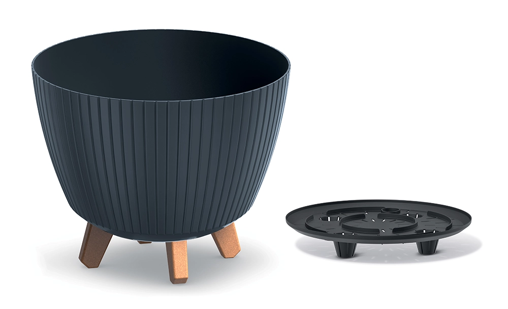 E-shop Prosperplast Plastový květináč LAMIAL antracitový, 28,8 cm