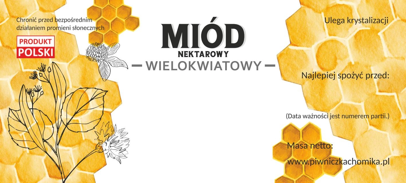 E-shop Sada etikiet na med – kvetový, 116 × 50 mm (100 ks)