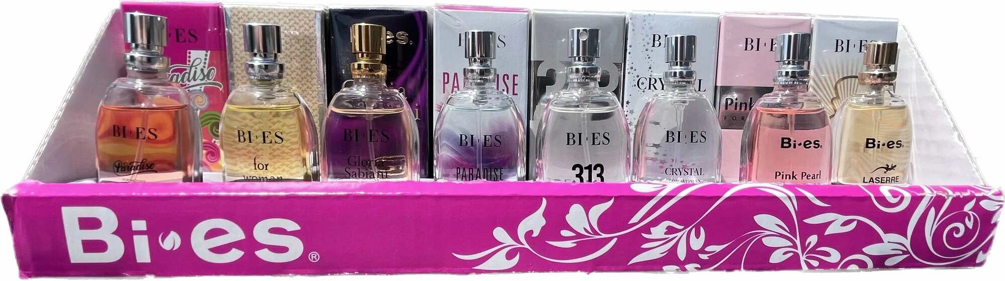 Stolový displej BI-ES s mini parfémami 15 ml – 64 ks + 8 testerov