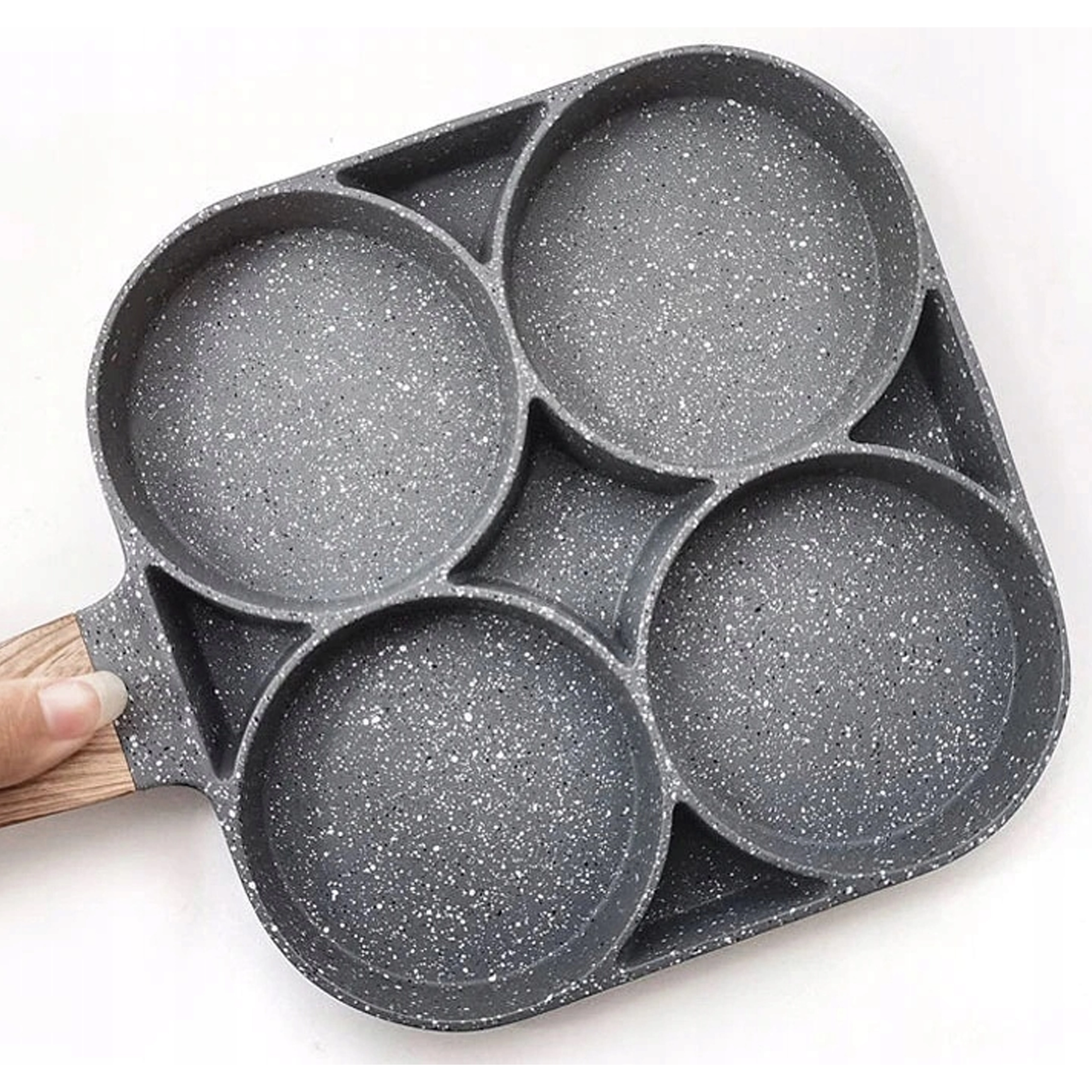 Panvica na vajcia a lievance na indukciu aj plyn so 4 sekciami s nepriľnavým povrchom