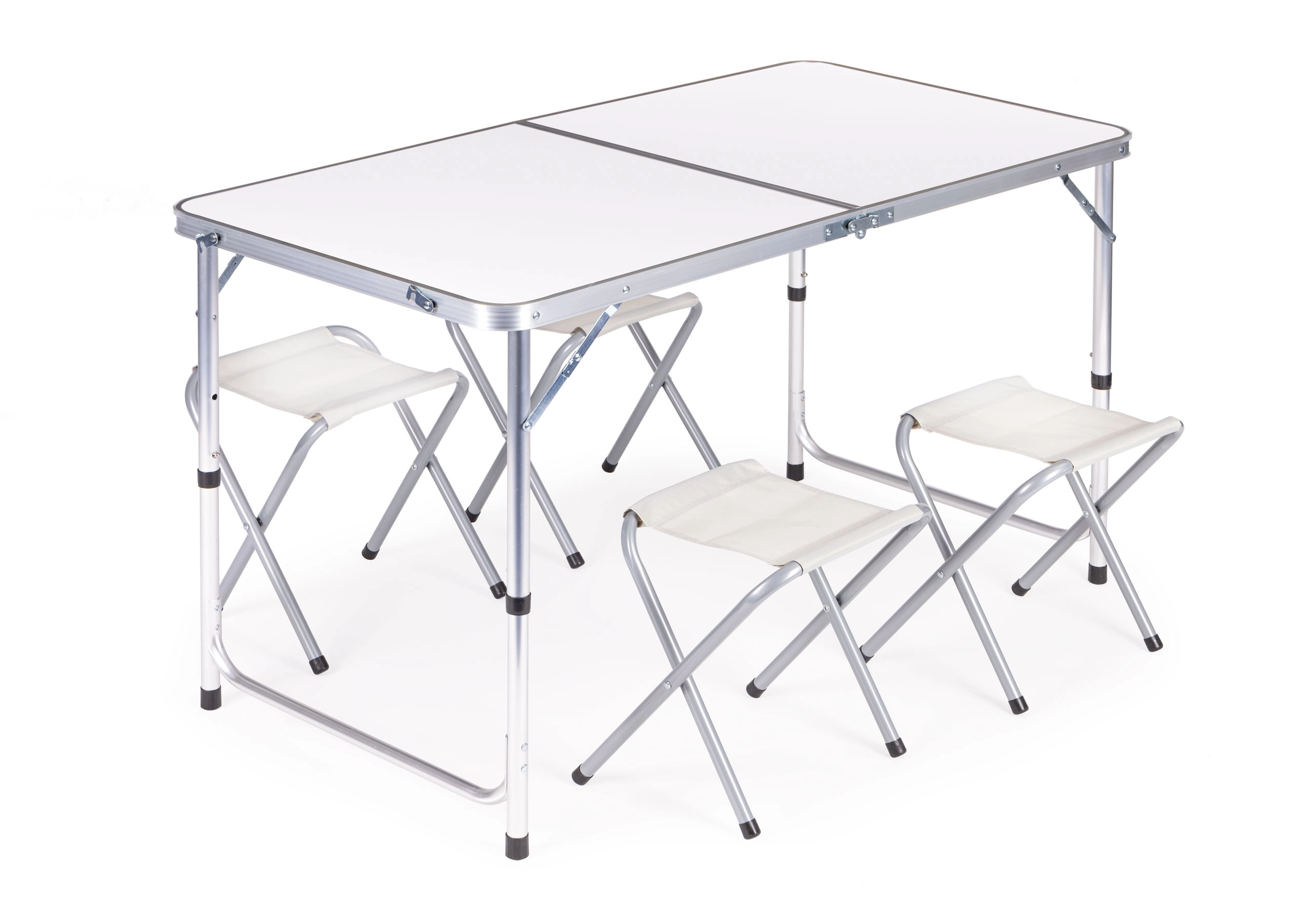 E-shop Prehozynapostel MULHTA120R-4S-W Skladací cateringový stôl 119,5x60 cm biely so 4 stoličkami Biela