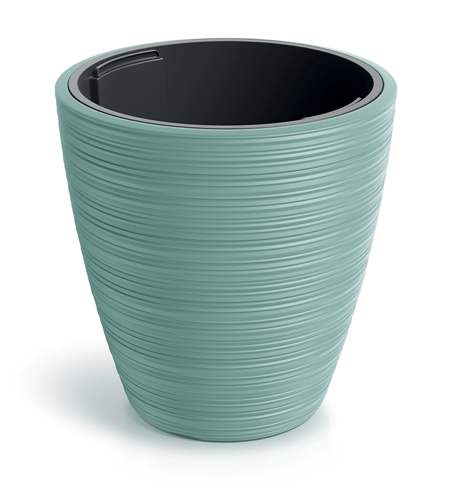 E-shop Plastový kvetináč Venas Round šalviový s vnútornou vložkou 30 cm