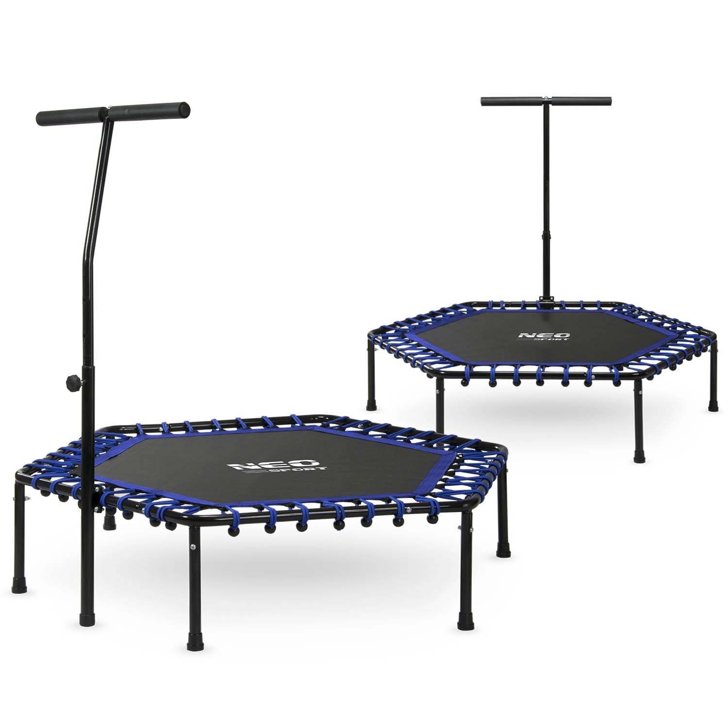 Fitness trampolína Neo-Sport s držadlom 127 cm šesťhranná modrá
