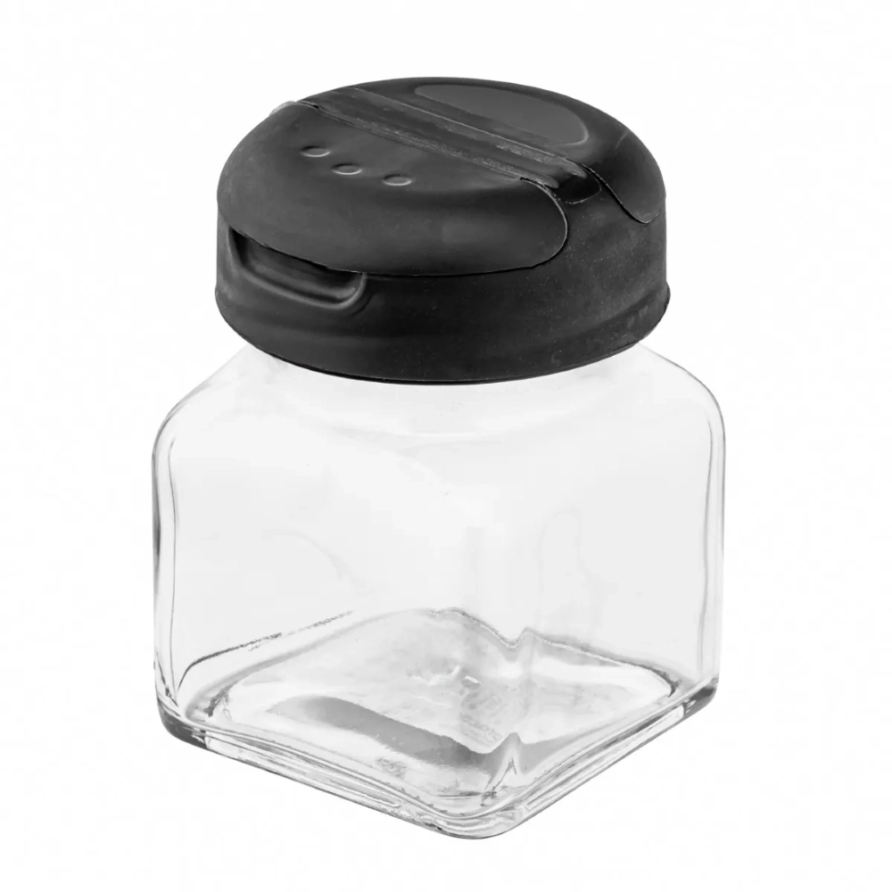 E-shop Sklenená dóza na korenie s výklopným viečkom 120 ml čierna