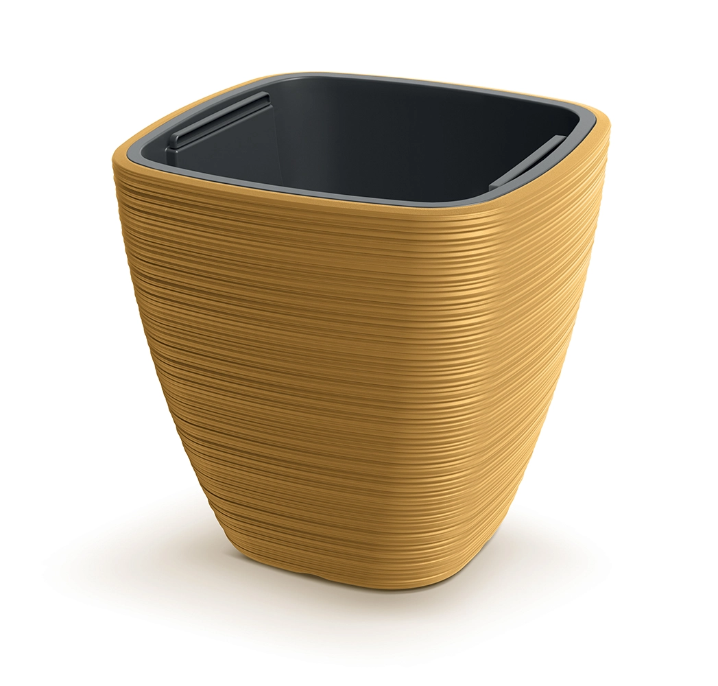 E-shop Prosperplast Plastový květináč Venas Square 38,8x38 cm hořčicový