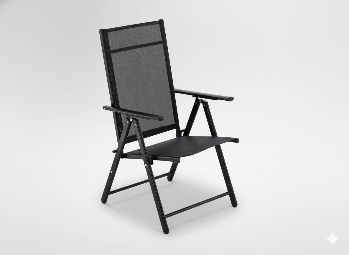 E-shop Skladacie záhradné kreslo z ocele 66 × 53 × 107 cm čierne