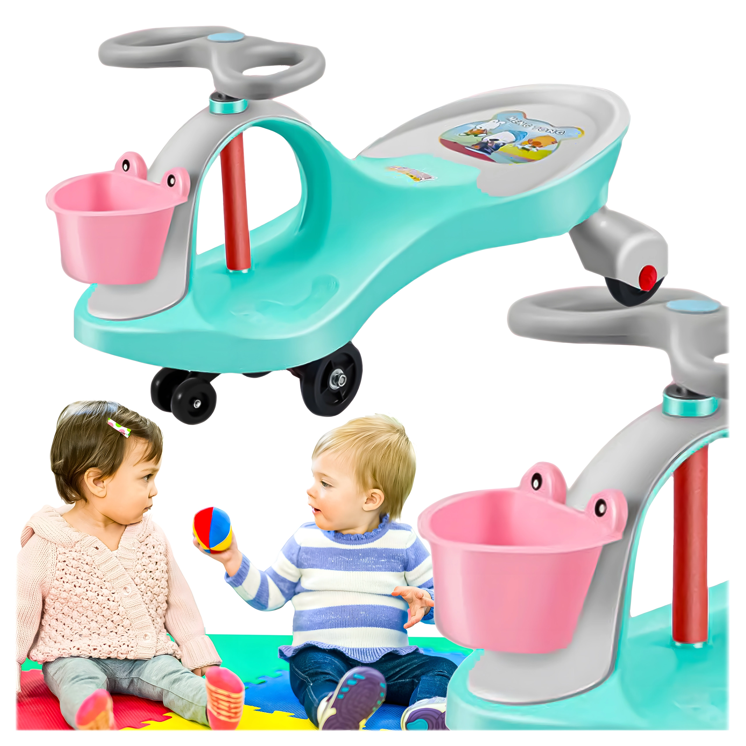 E-shop Gravitačný balančný swing car odrážadlo pre deti – zelený