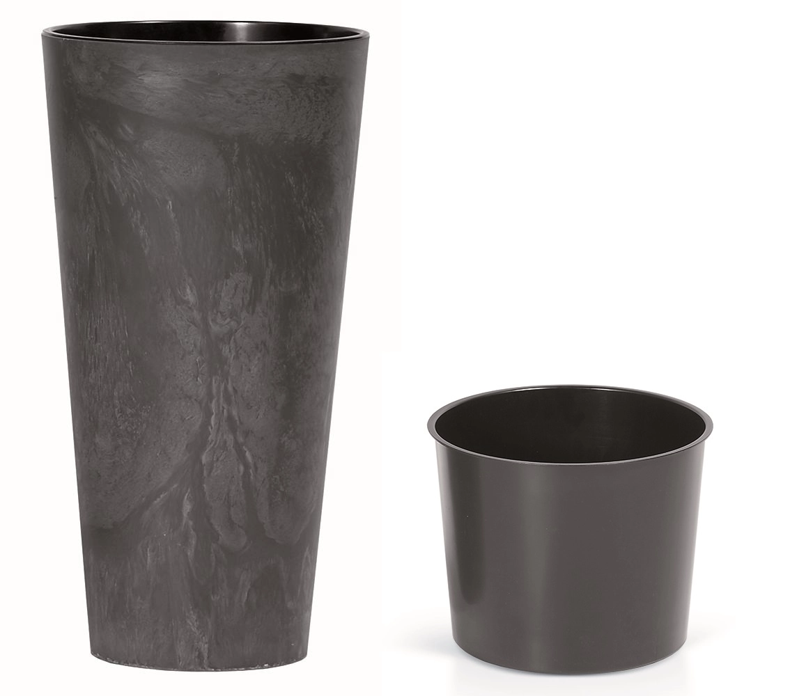 Kvetináč Prosperplast Tubus Slim Beton Effect antracit 25 cm