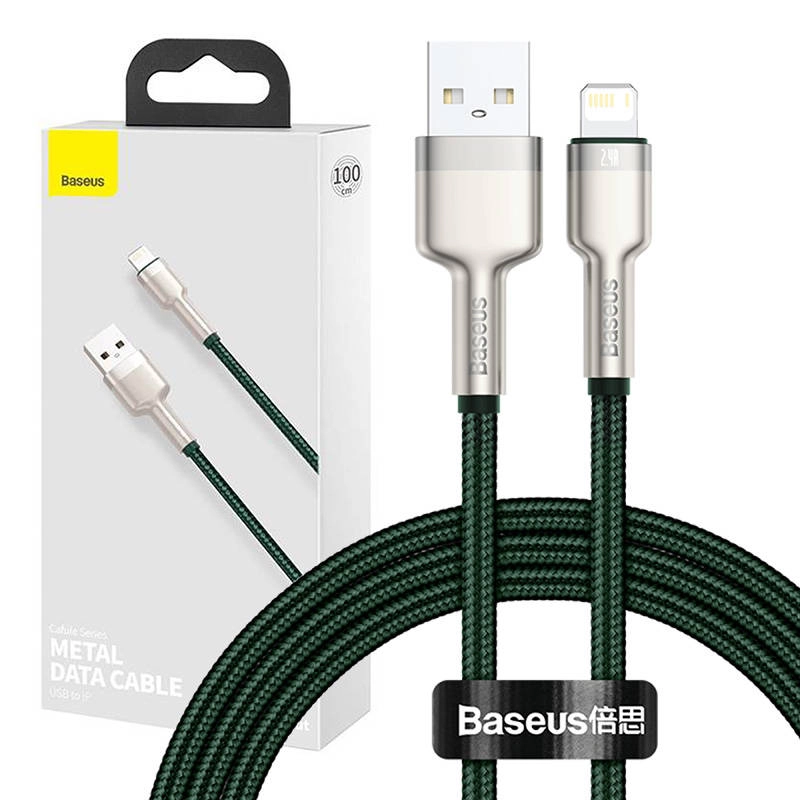 E-shop USB kábel pre Lightning Baseus Cafule, 2,4 A, 1 m (zelený)