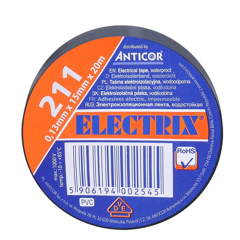 Solight izolačná elektro páska 15 mm x 0,13 mm x 20 m čierna