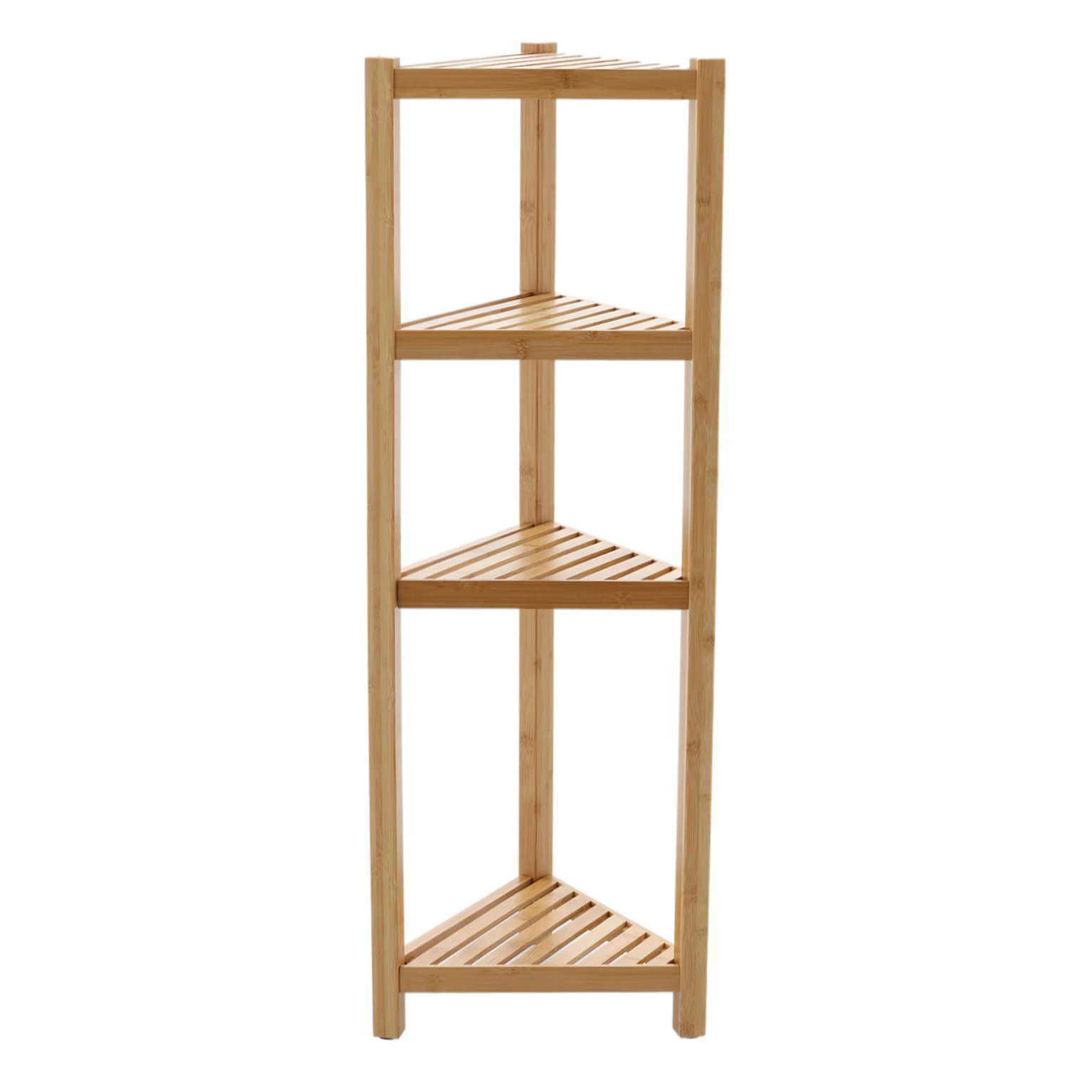 Rohový bambusový regál, 4-úrovňový, 34 × 34 × 99 cm