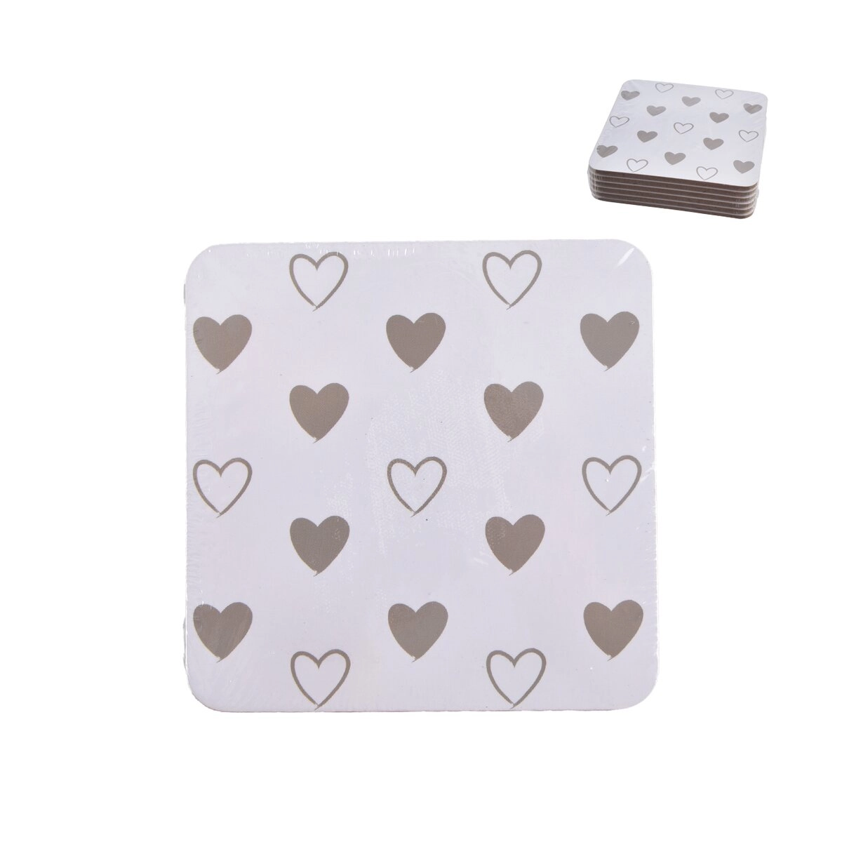E-shop Korkové podložky srdce 10 × 10 cm, 6 ks