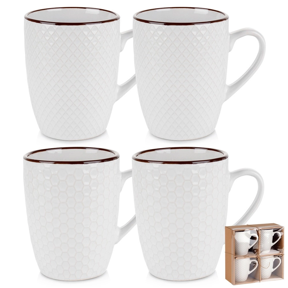 E-shop Sada bielych keramických hrnčekov 400 ml, 4 ks