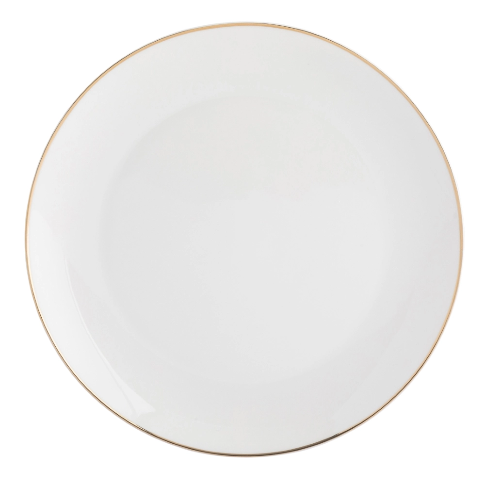 E-shop Mlký porcelánový tanier Bella zlatá línia 26 cm krémový so zlatým lemom Altom Design