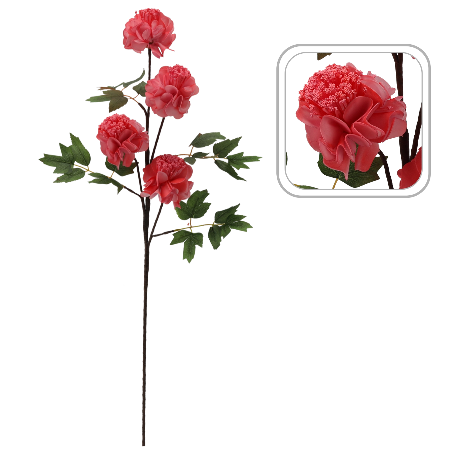 E-shop Dekoračný kvet čerešne – biela vetva so 4 kvetmi, 94 cm
