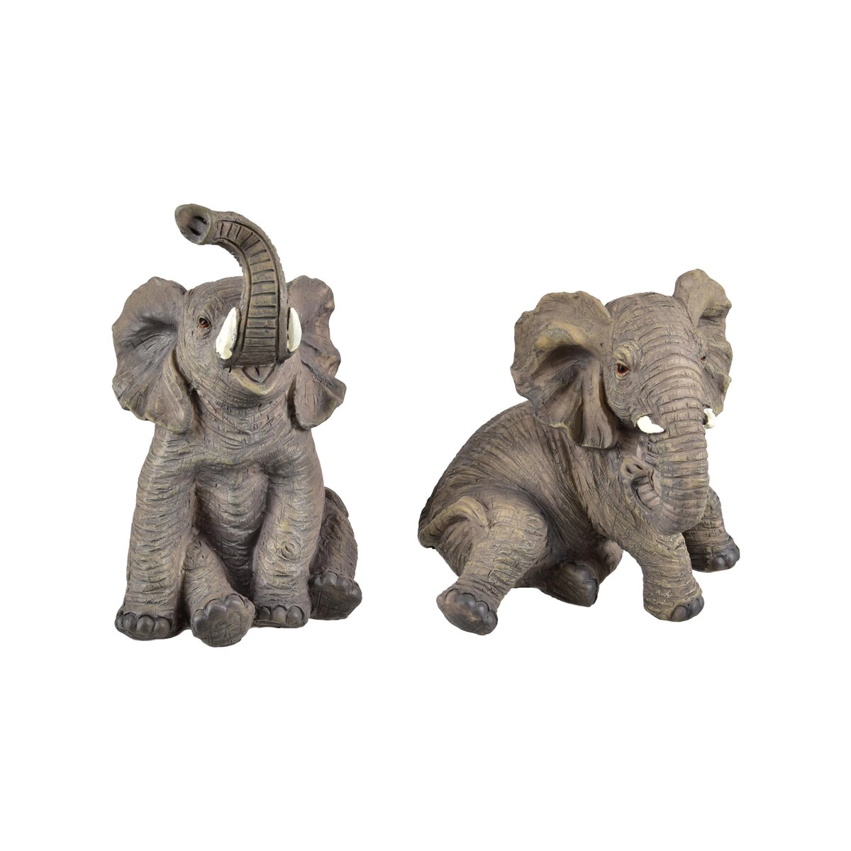 E-shop Dekoratívny sediaci slon z polyresinu, sivý, 20 cm