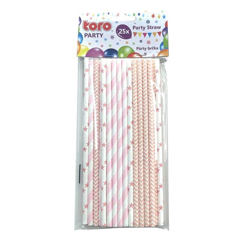 E-shop TORO Papierové slamky 20cm svetlo ružová 25 ks