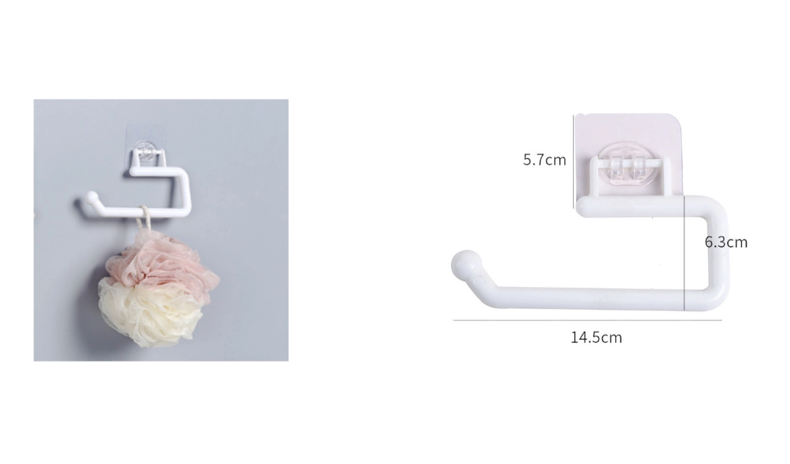 Samolepiaci držiak na toaletný papier, biely, 14,5 cm