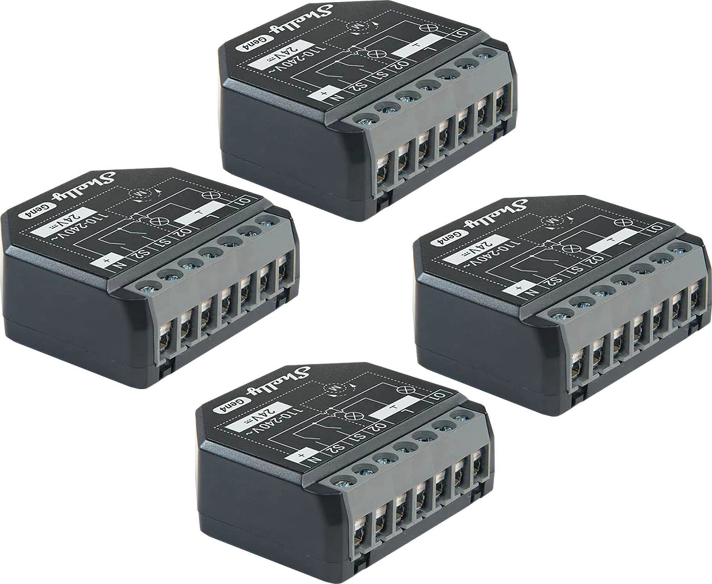 E-shop Sada 4 ovládačov shelly 2pm gen4 pre žalúzie a spotrebiče zigbee/matter
