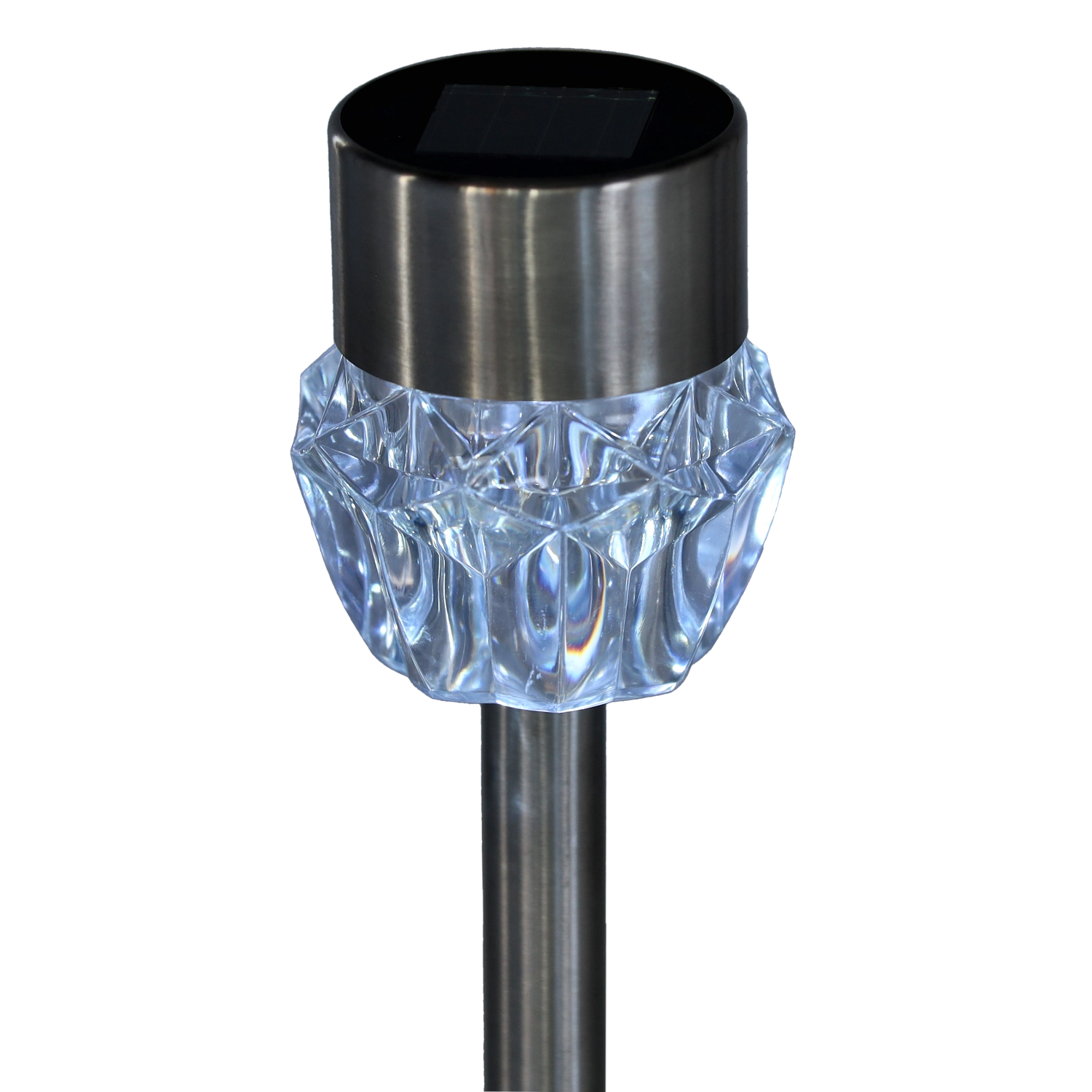 E-shop Solárna záhradná lampa INES 7 × 7 × 33,5 cm, studená biela, strieborná