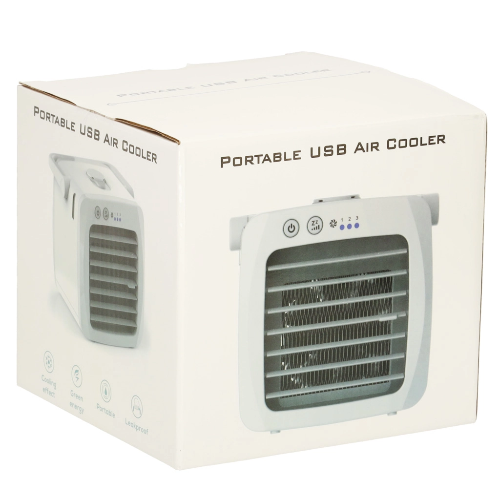 Prenosná stolná klimatizácia, ventilátor a zvlhčovač USB biela