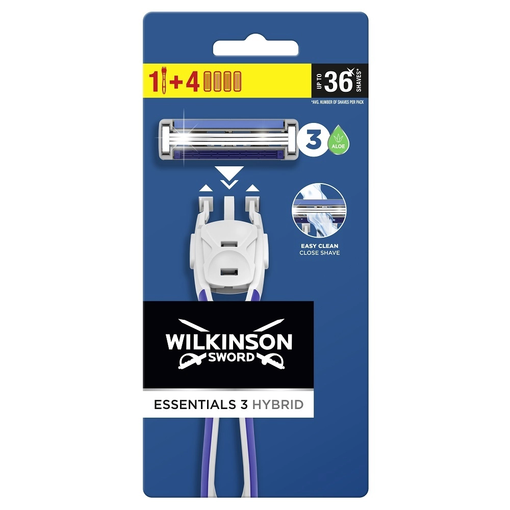 E-shop Wilkinson Sword Essentials 3 Hybrid + 4 ks hlavic