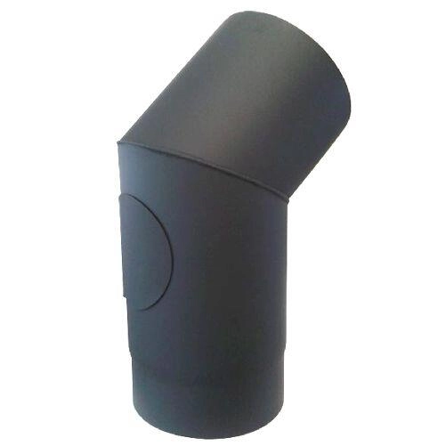 E-shop Dymové koleno s čistiacim otvorom 150 mm, 45°, oceľ 1,5 mm, čierne