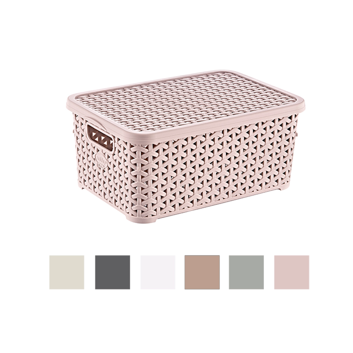 Plastový košík s vekom 6 l ratanový dizajn